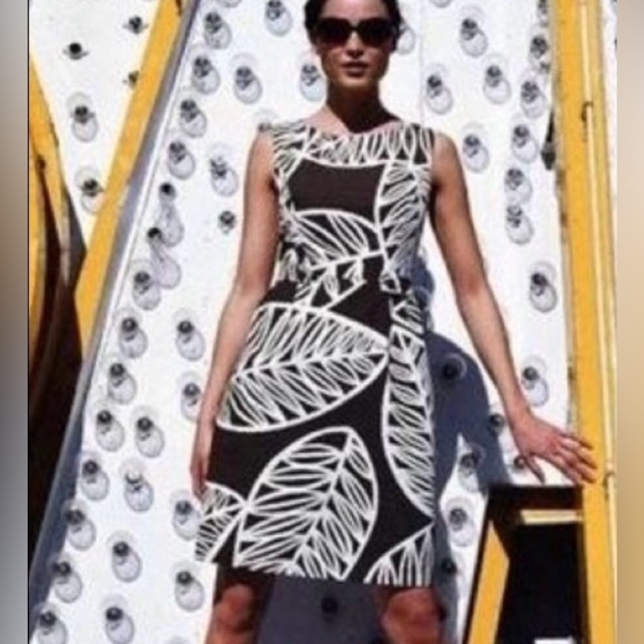 Anthropologie Dresses & Skirts - Anthropologie Tabitha Seabed Dress 6 Brown Palm Leaves Tropical Shift Sleeveless